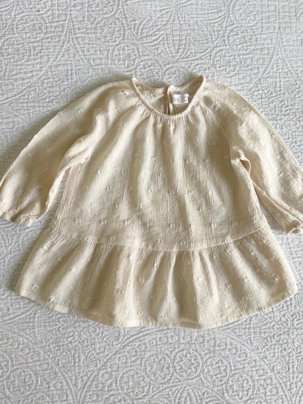 Zara Cream Textured Peasant Blouse